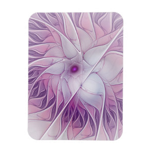 Schöne rosa Blüten moderne abstrakte Fraktalkunst Magnet