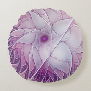 Schöne rosa Blüten moderne abstrakte Fraktalkunst Rundes Kissen
