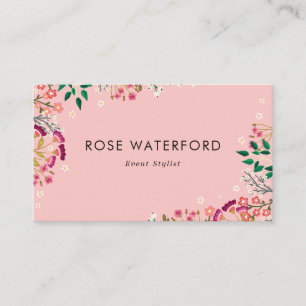 Schöne rosa Boho-Wildblumen Visitenkarte