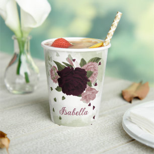 schöne, rosa bordeauxfarbene Blume Pappbecher