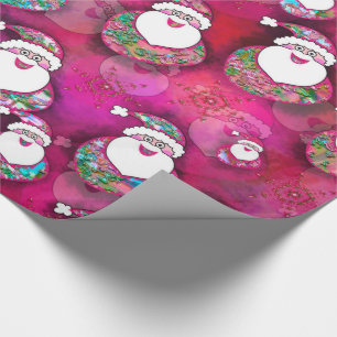 Schöne rosa Confetti Santas zu Weihnachten Geschenkpapier