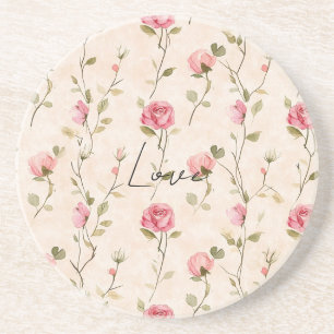 Schöne rosa cremefarbene Rosen Blumen-Braut-Dusche Getränkeuntersetzer