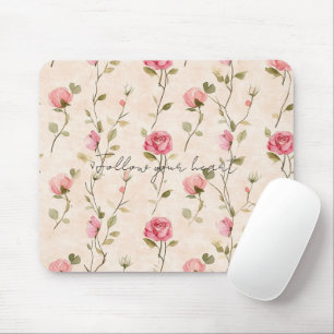 Schöne rosa cremefarbene Rosen Blumen Mousepad