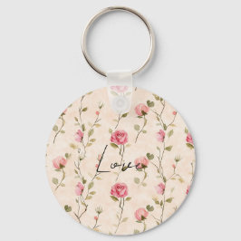 Schöne rosa cremefarbene Rosen Blumige Liebe Schlüsselanhänger