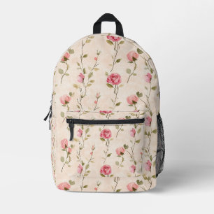 Schöne rosa cremefarbene Rosen floral Bedruckter Rucksack