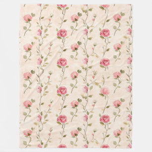 Schöne rosa cremefarbene Rosen floral Fleecedecke