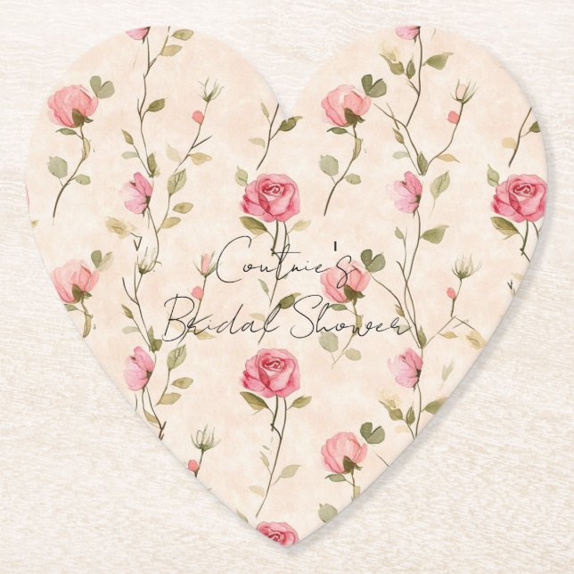 Schöne rosa cremefarbene Rosen Floral Hochzeitsdus Untersetzer (Vorderseite)