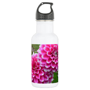 Schöne rosa Dahlien in voller Blüte Edelstahlflasche