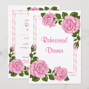 Schöne rosa Eckbouquets Probeessen Einladung