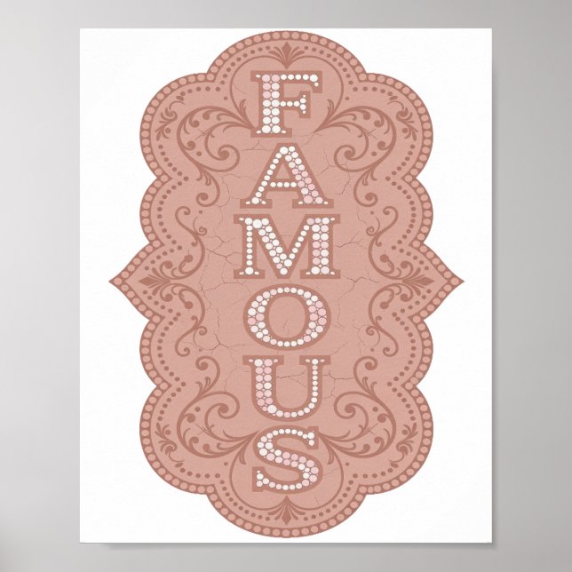 Schöne rosa FAMOUS Design Poster (Vorne)