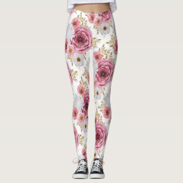 Schöne Rosa Farbe mit Blumenmuster der Rose Leggings