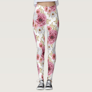 Schöne Rosa Farbe mit Blumenmuster der Rose Leggings