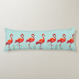 Schöne rosa Flamingos auf Hellblau Seitenschläferkissen