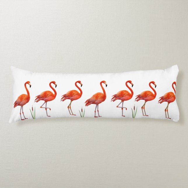 Schöne rosa Flamingos auf Weiß Seitenschläferkissen (Vorderseite)
