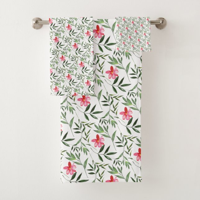 Schöne rosa Flora Badhandtuch Set (Insitu)