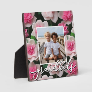 Schöne rosa florale Boho-Personalisierungsfoto-Vor Fotoplatte
