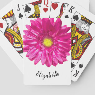 Schöne rosa Gänseblümchen-Blume mit individuellem Spielkarten