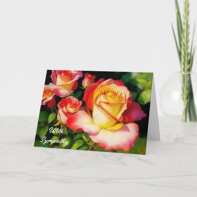 Schöne rosa Gelbe Rose Blume Sympathie Karte (Vorderseite)