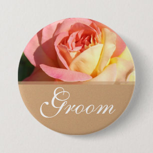 Schöne rosa gelbe Rosenhochzeits-Anstecknadel für Button