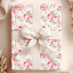 Schöne rosa gemalte Rosen Geschenkpapier