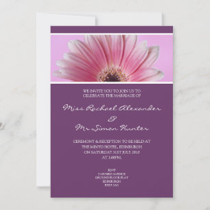 Schöne Rosa Gerbera Hochzeit - Lila Einladung