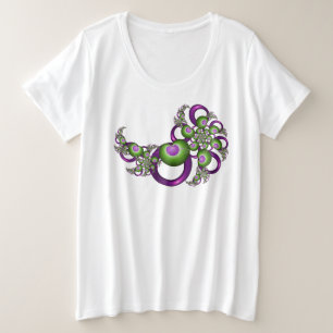 Schöne rosa grüne Herzen Modernes Abstraktes Frakt Große Größe T-Shirt