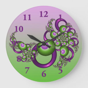 Schöne rosa grüne Herzen Modernes Abstraktes Frakt Große Wanduhr