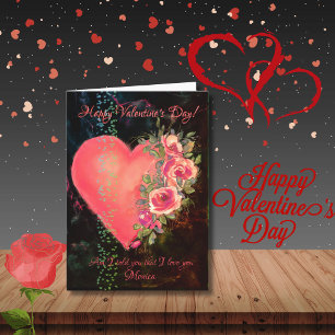 Schöne rosa Herz Valentinstag Karte