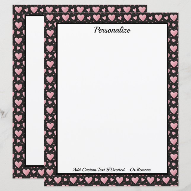 Schöne rosa Herzen auf personalisierter schwarzer  (Vorne/Hinten)