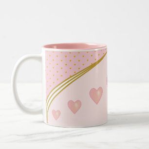Schöne rosa Herzen & goldenes Konfetti Zweifarbige Tasse