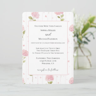 Schöne rosa Hortensien-Blumen Hochzeit Einladung