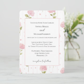 Schöne rosa Hortensien-Blumen Hochzeit Einladung