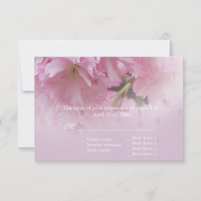 Schöne Rosa Kirschblüte Frühjahrshochzeit UAWG RSVP Karte (Vorderseite)