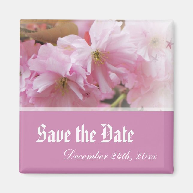 Schöne Rosa Kirschblüte Save the Date Hochzeit Magnet (Vorne)