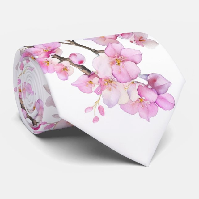 Schöne rosa Kirschblüten Krawatte (Gerollt)