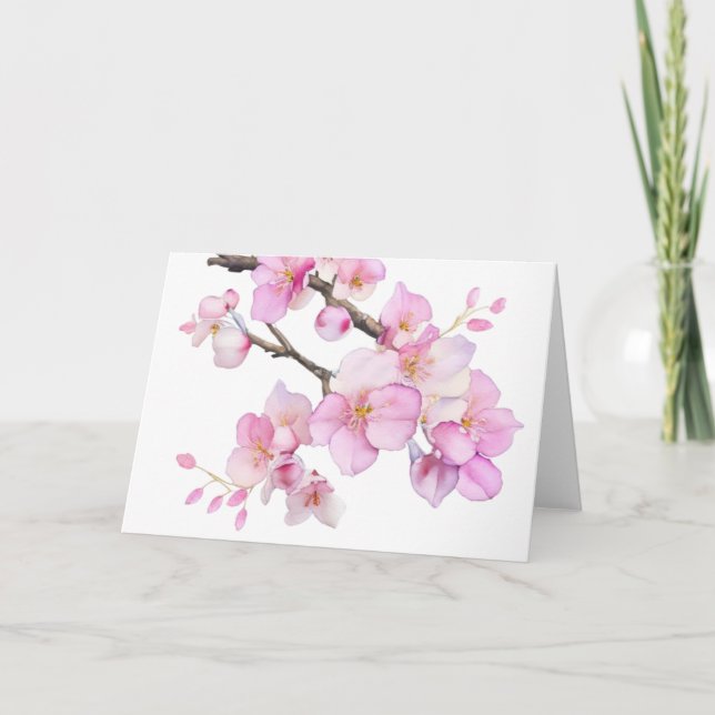 Schöne rosa Kirschblüten mit Blumen Dankeskarte (Vorderseite)