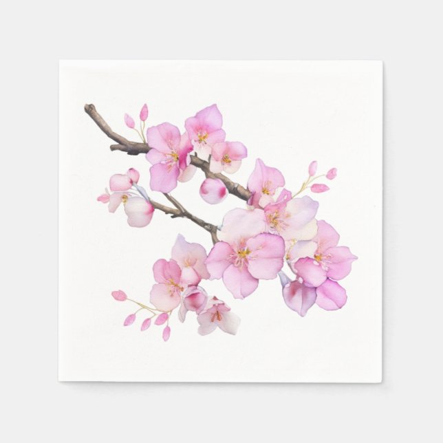 Schöne rosa Kirschblüten Serviette (Vorderseite)