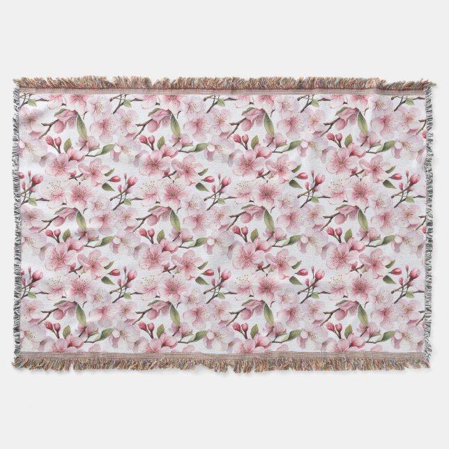 Schöne rosa Kirschblütenblumen Decke (Vorderseite)