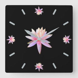 Schöne Rosa Lido Lotus Cooles Trendy Einzigartig Quadratische Wanduhr