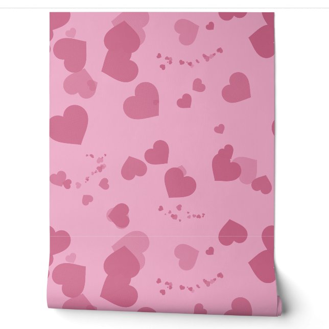 Schöne rosa Liebesherzen Tapete (Abrollen)