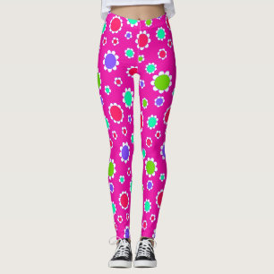 Schöne rosa Lila grüne Blume Fuchsia Leggings