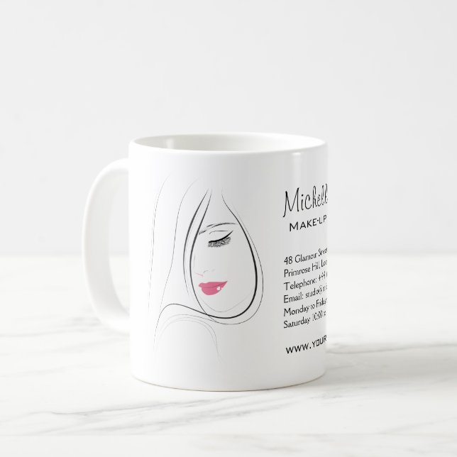 Schöne Rosa Lippen bilden das Künstlermarkieren Kaffeetasse (Vorderseite Links)