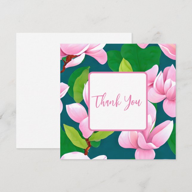 Schöne rosa Magnolia-Blume Dankeskarte (Vorne/Hinten)