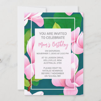 Schöne rosa Magnolia-Blume Einladung