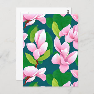 Schöne rosa Magnolia-Blume Postkarte
