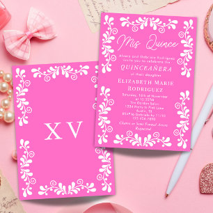Schöne rosa mexikanische Fiesta Talavera Quinceane Einladung