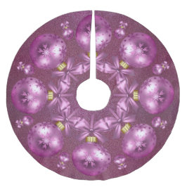 Schöne rosa Ornamente Glitzer Polyester Weihnachtsbaumdecke