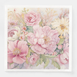 Schöne rosa Pfingstrosen  Serviette
