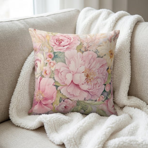 Schöne rosa Pfingstrosen Wurfkissen Kissen
