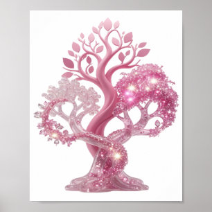 Schöne rosa PINK GLITTER TREE Poster